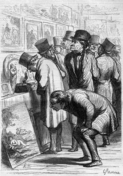 غرفة بفندق دروت يوم معرض. كارتون من قبل هونور دومير (1808-1879). نقش في "" Le Monde Illustré "" رقم 265 بتاريخ 10 مايو 1862. بواسطة الشرف دومييه