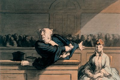 محامي الدفاع (The Advocate) ، حوالي 1862-65 (قلم حبر وحبر ، فحم ، قلم تلوين وألوان مائية على ورق) بواسطة الشرف دومييه