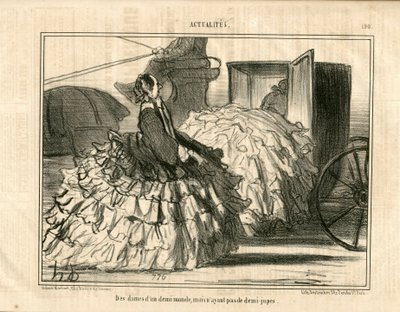 لو شاريفاري ، ساتريك في بي آند دبليو ، كاليفورنيا. 1855_5_11: أخبار n * 190. سيدات من نصف عالم ولكن ليس التنانير. - الموضة ، والنقل ، و Crinolines - رسم نسائي من Honore Daumier (1808-1879) بواسطة الشرف دومييه