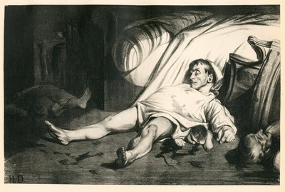 مائة وعشرون مطبوعة حجرية لـ H. Daumier ، Satirique في N & B ، حوالي عام 1834: Massacre de la rue Transnonain (باريس) - جمهوري ، جثث ميتة ، قمع - رسم توضيحي لـ Honore Daumier (1808-1879) بواسطة الشرف دومييه