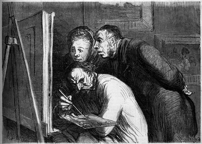 الرسامين والبرجوازيين. كارتون من قبل هونور دومير (1808-1879). نقش في "" Le Monde Illustré "" رقم 262 بتاريخ 19 أبريل 1862. بواسطة الشرف دومييه