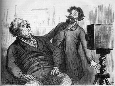 المصورين والصور. كارتون من قبل هونور دومير (1808-1879). نقش في "" Le Monde Illustré "" رقم 259 بتاريخ 29 مارس 1862. بواسطة الشرف دومييه