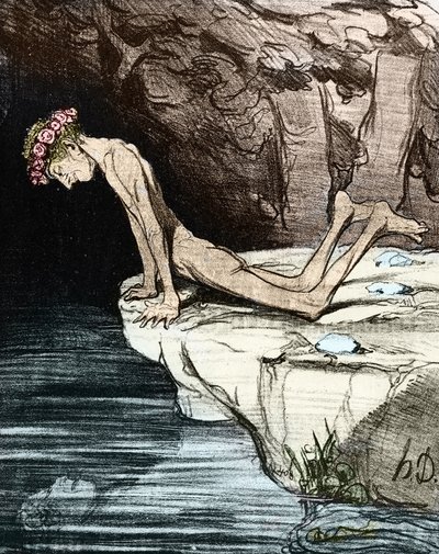 النرجس الجميل. بقلم Honore Daumier de Salvandy (1795-1856) ، الذي كان كاتبًا وسياسيًا ومؤرخًا ، وكذلك عضوًا في الأكاديمية الفرنسية في القرن التاسع عشر (الطباعة الحجرية) بواسطة الشرف دومييه
