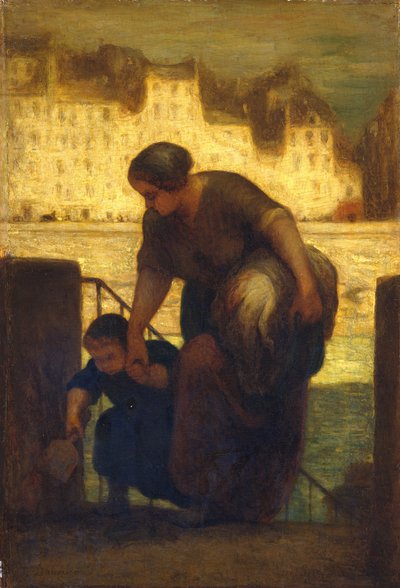 The Laundress، c.1863 (زيت على خشب) بواسطة الشرف دومييه