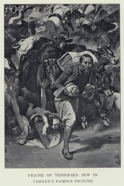 Figure of terrified Jew in Vernets famous picture - supposedly a depiction of Baron James Rothschild (b/w photo) بواسطة هوراس (بعد) فيرنت