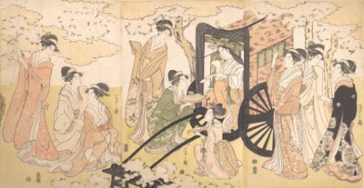 رحلة لمشاهدة الكرز من قبل سيدة نبيلة ومرافقيها ، كاليفورنيا. 1797. بواسطة Hosoda eisi
