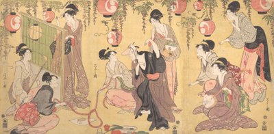 محاكاة ساخرة ليورانوسوكي في أحياء المتعة ، كاليفورنيا. 1797. بواسطة Hosoda eisi