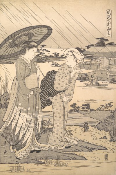 أونو نو كوماتشي يصلي من أجل المطر ، حوالي 1791. بواسطة Hosoda eisi