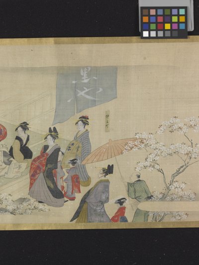 ثلاثة آلهة الحظ السعيد في نزهة ممتعة (حبر وألوان فاتحة على ورق) بواسطة Hosoda eisi