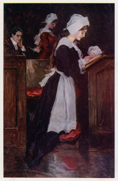 رسم توضيحي لإيفانجلين ، قصة أركادي ، بقلم هنري وادزورث لونجفيلو (لون ليثو) بواسطة هوارد تشاندلر (بعد) كريستي