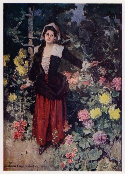 رسم توضيحي لإيفانجلين ، قصة أركادي ، بقلم هنري وادزورث لونجفيلو (لون ليثو) بواسطة هوارد تشاندلر (بعد) كريستي
