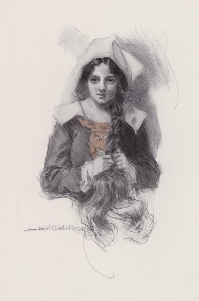 رسم إيضاحي لإيفانجلين ، قصة أركادي ، بقلم هنري وادزورث لونجفيلو (ليتو) بواسطة هوارد تشاندلر (بعد) كريستي