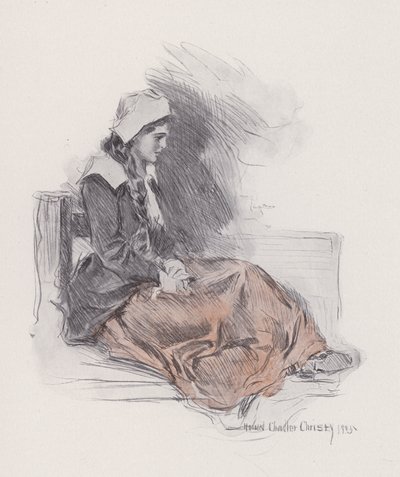 رسم إيضاحي لإيفانجلين ، قصة أركادي ، بقلم هنري وادزورث لونجفيلو (ليتو) بواسطة هوارد تشاندلر (بعد) كريستي