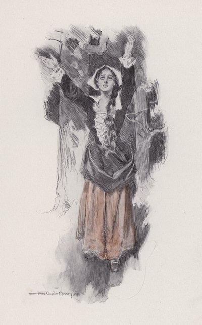 رسم إيضاحي لإيفانجلين ، قصة أركادي ، بقلم هنري وادزورث لونجفيلو (ليتو) بواسطة هوارد تشاندلر (بعد) كريستي