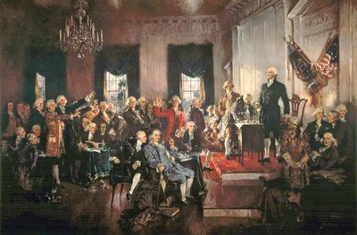 التوقيع على دستور الولايات المتحدة عام 1787 بواسطة هوارد تشاندلر كريستي