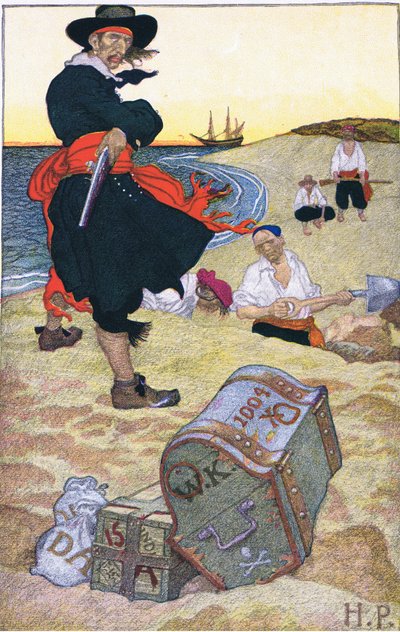 كنز مدفون ، من كتاب Howard Pyles of Pirates Book الذي نشره Harper & Bros ، 1921 بواسطة هوارد بايل