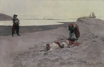الرجال القتلى لا يرون حكايات ، 1899 (زيت على قماش في grisaille) بواسطة هوارد بايل