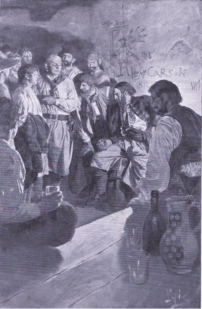 قاد جاك إلى الرجل الذي جلس على barrell ، من Howard Pyles Book of Pirates نشره Harper & Bros ، 1921 بواسطة هوارد بايل