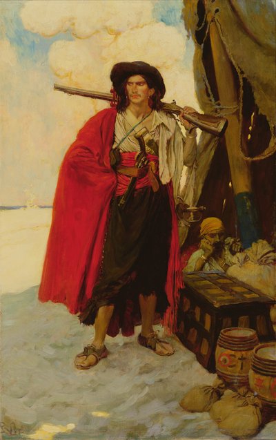 كان القرصان زميلًا رائعًا ، من "مصير بلدة الكنز" بقلم هوارد بايل ، الذي نُشر في مجلة هاربر الشهرية ، ديسمبر 1905 (زيت على قماش) بواسطة هوارد بايل