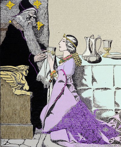 رسم Viviane يأسر ميرلين الساحر. رسم هوارد بايل (1853-1911) ، رسام أمريكي بواسطة هوارد بايل