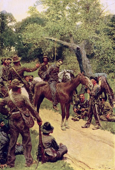 "لقد تحدثوا أكثر من ذلك - معي وأنا جالس على الحصان" ، التوضيح من "Landegon" بقلم ويليام جيلمور بيمر ، الحانة. في مجلة هاربر ، نوفمبر 1909 بواسطة هوارد بايل