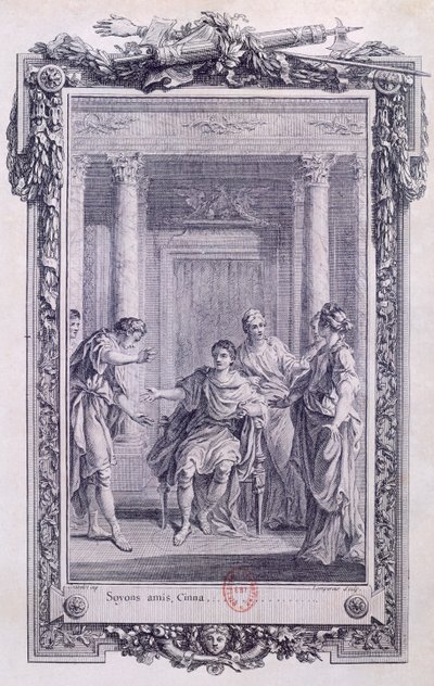 Cinna or The Clemency of Augustus, tragedy by Pierre Corneille (1606-1684), engraving by Gravelot (1699-1773) بواسطة هوبير فرانسوا جرافيلوت