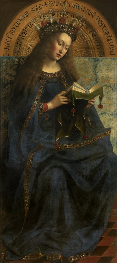مريم العذراء ، من نسخة من غينت ألتربيس (مفتوح ، اللوحة المركزية) بعد عام 1432 (زيت على اللوح) بواسطة هوبير وجان فان (1390 1441) (بعد) إيك