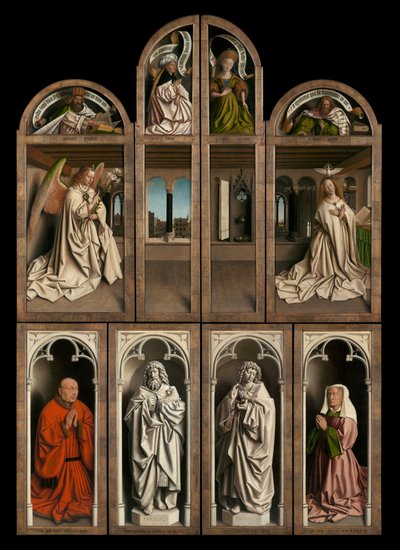 الجزء الخارجي من الألواح اليسرى واليمنى من The Ghent Altarpiece بواسطة Hubert & Jan van (1390 1441) Eyck