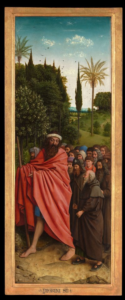 الحجاج بإرشاد القديس كريستوفر ، من الجانب الأيمن من مذبح غينت بواسطة Hubert & Jan van (1390 1441) Eyck