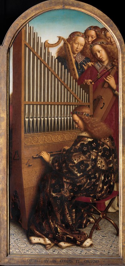 ملاك الموسيقيين مع القديسة سيسيليا ، من Ghent Altarpiece بواسطة Hubert & Jan van (1390 1441) Eyck