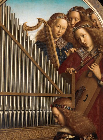 ملاك الموسيقيين مع القديسة سيسيليا ، من Ghent Altarpiece بواسطة Hubert & Jan van (1390 1441) Eyck