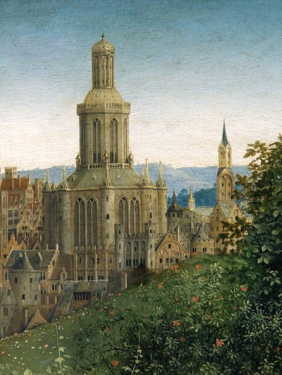 تفاصيل من عبادة الحمل الصوفي ، من مذبح غينت بواسطة Hubert & Jan van (1390 1441) Eyck