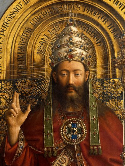 تفاصيل الله الآب ، اللوحة المركزية لمذبح غينت بواسطة Hubert & Jan van (1390 1441) Eyck