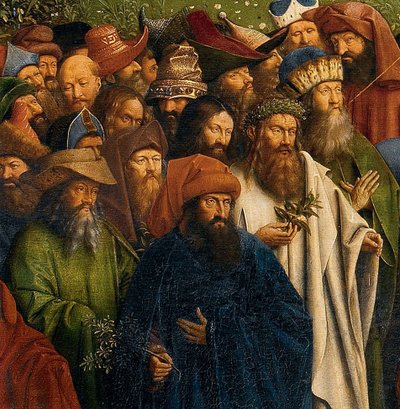 تفاصيل عبادة الحمل الصوفي ، من غينت المذبح ، النصف السفلي من اللوحة المركزية بواسطة Hubert & Jan van (1390 1441) Eyck