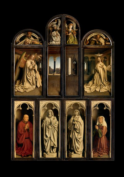 الجزء الخارجي من الألواح اليسرى واليمنى من The Ghent Altarpiece بواسطة Hubert & Jan van (1390 1441) Eyck