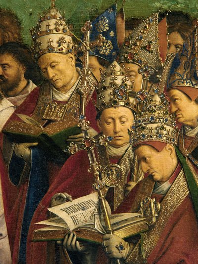 العشق من الحمل الغامض ، من Ghent Altarpiece ، تفاصيل النصف السفلي من اللوحة المركزية بواسطة Hubert & Jan van (1390 1441) Eyck