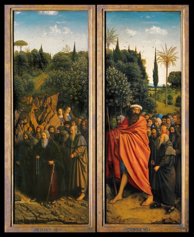 الناسك والحجاج بإرشاد القديس كريستوفر من الجانب الأيمن من مذبح غينت بواسطة Hubert & Jan van (1390 1441) Eyck