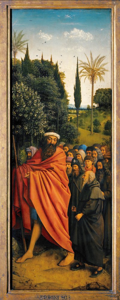 الحجاج بإرشاد القديس كريستوفر ، من الجانب الأيمن من مذبح غينت بواسطة Hubert & Jan van (1390 1441) Eyck