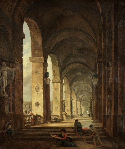 A Capriccio للعمارة الرومانية ، 1775 (زيت على قماش) بواسطة هوبير روبرت