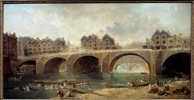 هدم منازل جسر نوتردام في باريس عام 1786 رسم هوبرت روبرت (1733-1808) 1788 صن. 0،73 × 1،4 م بواسطة هوبير روبرت