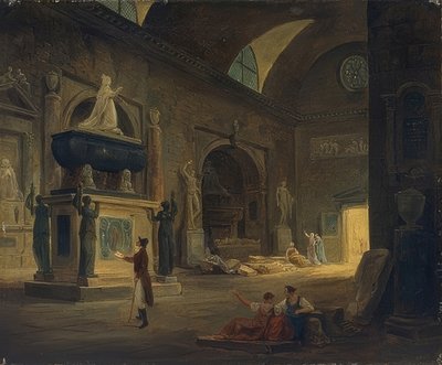 غرفة في متحف الآثار. حوالي 1800 بواسطة هوبير روبرت