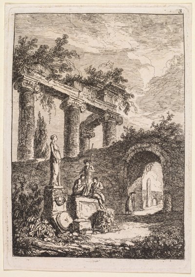 أمسيات في روما: التمثال أمام الأنقاض ، 1763-1764. بواسطة هوبير روبرت