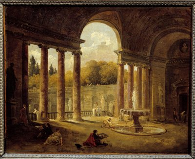 نافورة تحت رواق. اللوحة التي رسمها هوبرت روبرت (1733-1808) بواسطة هوبير روبرت