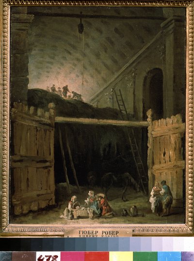 حظيرة القش في البازيليك. لوحة لهوبير روبرت (1733-1808) ، زيت على قماش ، حوالي عام 1790 ، فن فرنسي. State A. متحف بوشكين للفنون الجميلة ، موسكو. بواسطة هوبير روبرت