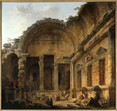 داخل معبد ديان نيم لوحة بواسطة روبرت روبرت (1733-1808) صن. 2،42 × 2،42 م. باريس. متحف اللوفر - داخل معبد ديانا في نيم. اللوحة بواسطة هوبرت روبرت (1733-1808). 2.42 × 2.42 م. متحف اللوفر ، باريس بواسطة هوبير روبرت