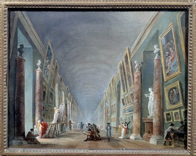 La grande galerie du Louvre بين 1801 و 1805 لوحة بواسطة Hubert Robert (1733-1808) صن. 0،37 x 0،46 Musee du Louvre، Paris - القاعة الكبرى لمتحف اللوفر بين 1801 و 1805. لوحة بواسطة Hubert Robert (1733-1808) ، 0.37 × 0.46. متحف اللوفر باريس بواسطة هوبير روبرت