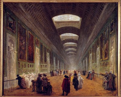 مشروع تطوير La Grande Galerie du Louvre حوالي عام 1789 رسم هوبرت روبرت (1733-1808) القرن الثامن عشر. 0.46x0.55 م - مشروع لترتيب معرض اللوفر الكبير ، ج. 1789. لوحة بواسطة روبرت روبرت (1733-1808) القرن الثامن عشر بواسطة هوبير روبرت