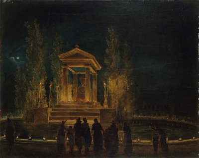 ضريح جان جاك روسو المؤقت ، حوالي 1794. بواسطة هوبير روبرت