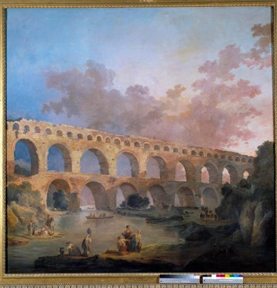 منظر لجسر دو جارد رسم هوبرت روبرت (1733-1808) شمس القرن الثامن عشر. 2،42x2،42 م - منظر لبونت دو جارد (فرنسا). اللوحة التي رسمها هوبرت روبرت (1733-1808) بواسطة هوبير روبرت