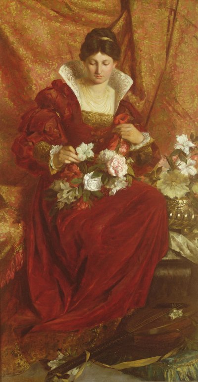 سيدة ترتب الزهور بواسطة Hubert von Herkomer